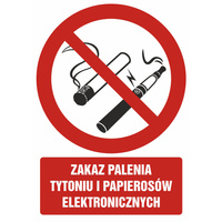 Znak BHP - Zakaz Palenia Tytoniu i Papierosów Elektronicznych 